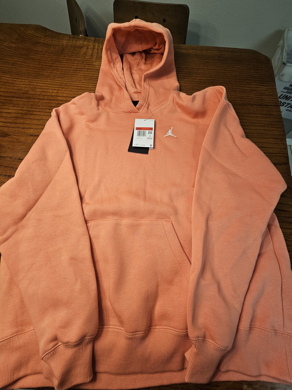 Jordan Coral Peach Pullover Hoodie with Embroidered Jumpman
